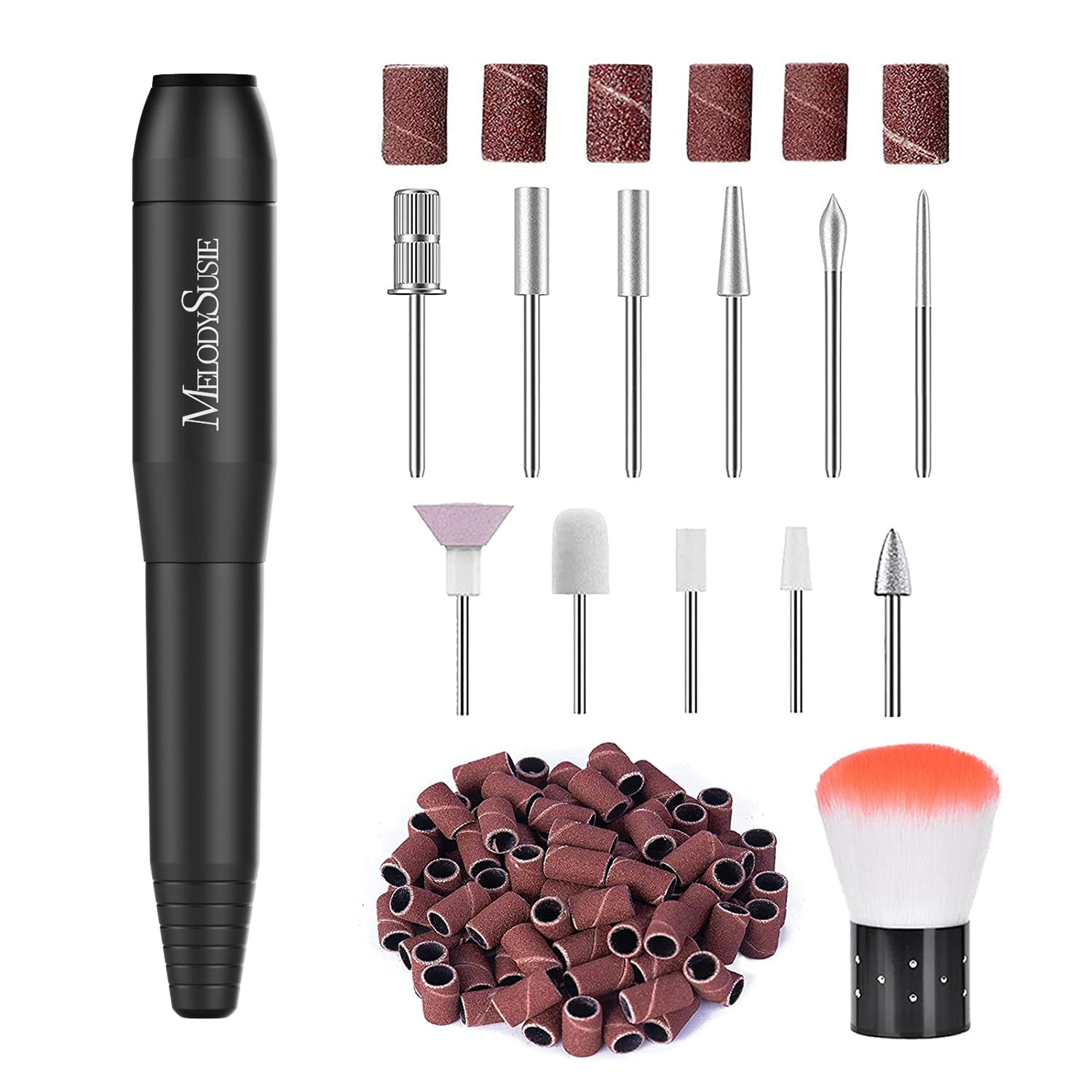 230816072150272_1 MelodySusie Electric Nail Drill Machine 11 in 1 Kit, Portable Electric Nail File Efile Set for Acrylic Gel Nails, Manicure Pedicure Tool with Nail Drill Bits Sanding Bands Dust Brush, Gold - Image 1